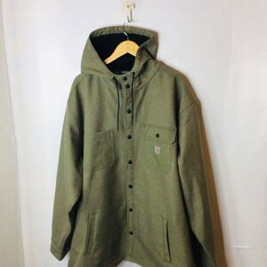 Men's Carhart Rain Defender Relaxed Fit Hooded Jacket- Heather Basil - Size 3XL